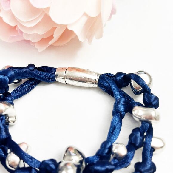 NEW Chico's Royal Blue & Silver Satin Knotted Bracelet - Picture 4 of 4